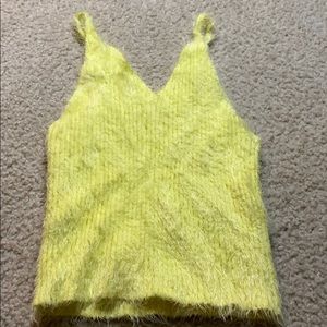 Yellow Furry fitted Top with straps. Size:Small